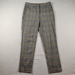 Zara Black White Yellow Plaid Houndstooth Trouser Pants Sz Small